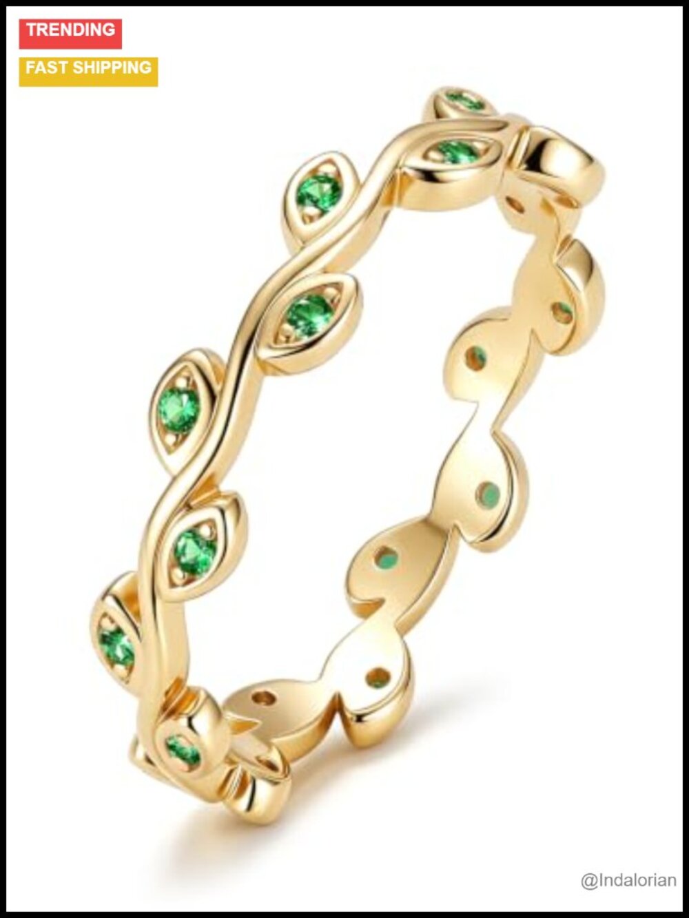 925 Sterling Silver Lab Created Emerald Leaf Ring Women S925 Gift Box